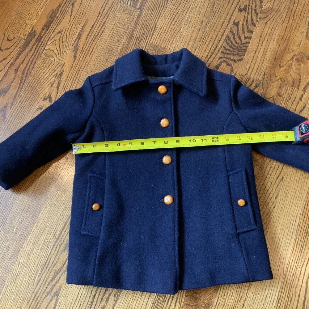 Vintage Navy Pea Coat Wool Sz 5 Toddler Formal‎ Nautical Classic EUC